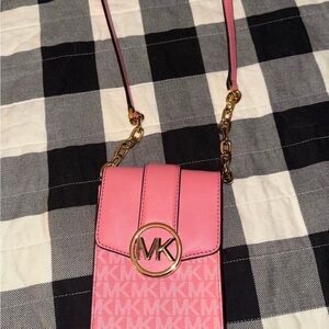 Michael Kors Pink Crossbody Bag with Gold Logo